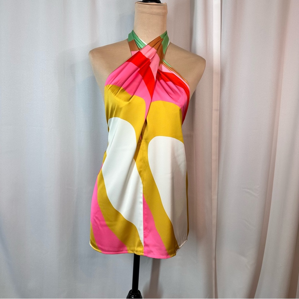 Crosby By Mollie Burch Sienna Halter Top In Red Beach Sz M Colorful Resortwear - Picture 2 of 10